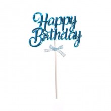 Топпер "Happy Birthday" бантик цвет голубой